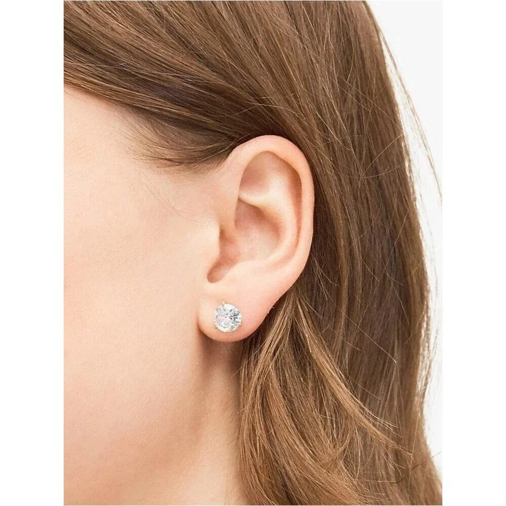 Kate Spade New York Brilliant Statements Trio Prong Studs Earrings Clear Silver